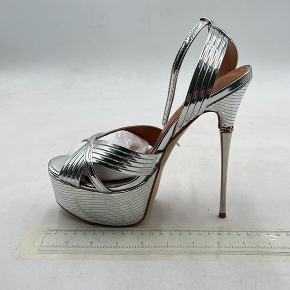 FSJ Metallic Silver High Heel Sandals - Picture 2 of 8